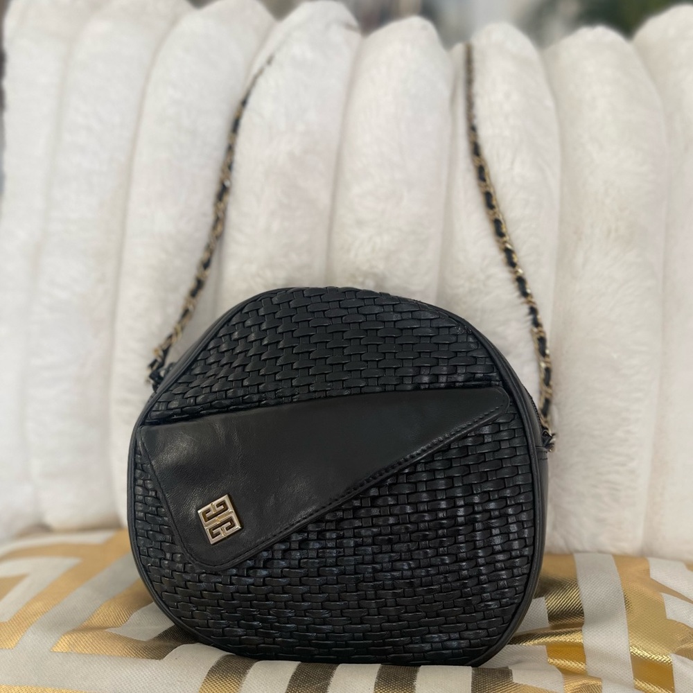Authentic Vintage Givenchy soft Leather crossbody with gold chain.